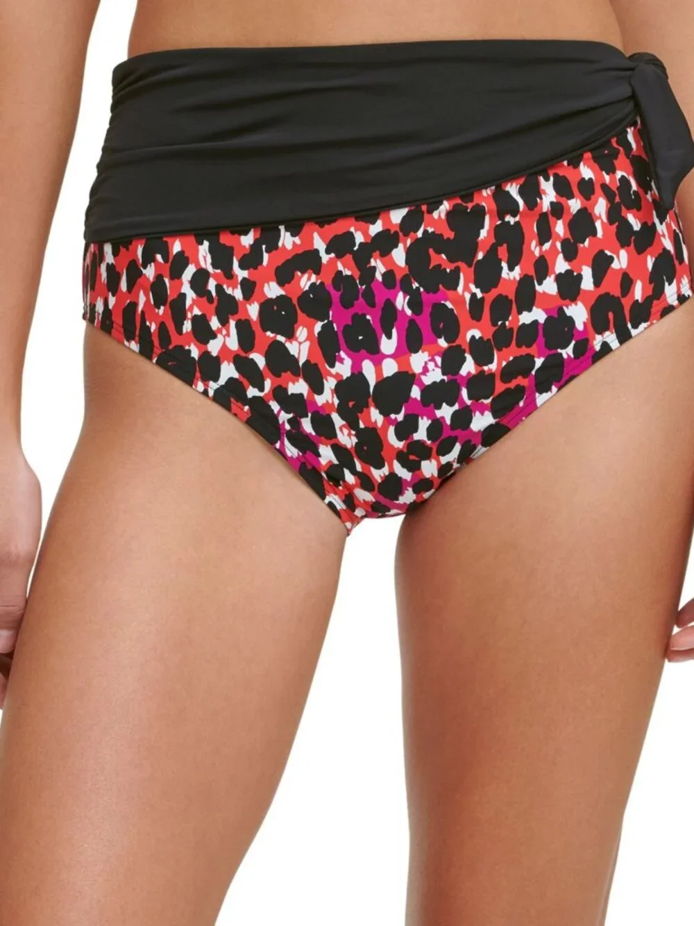 DKNY Womens Sash High-Waist Bikini Bottoms